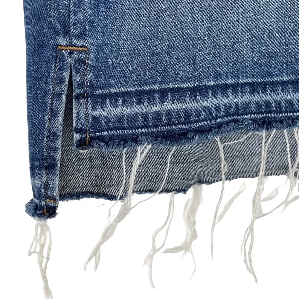 Madewell Denim Mini Skirt 25 Brandt Wash Raw Step Hem Stretch Jean Cutoff Split